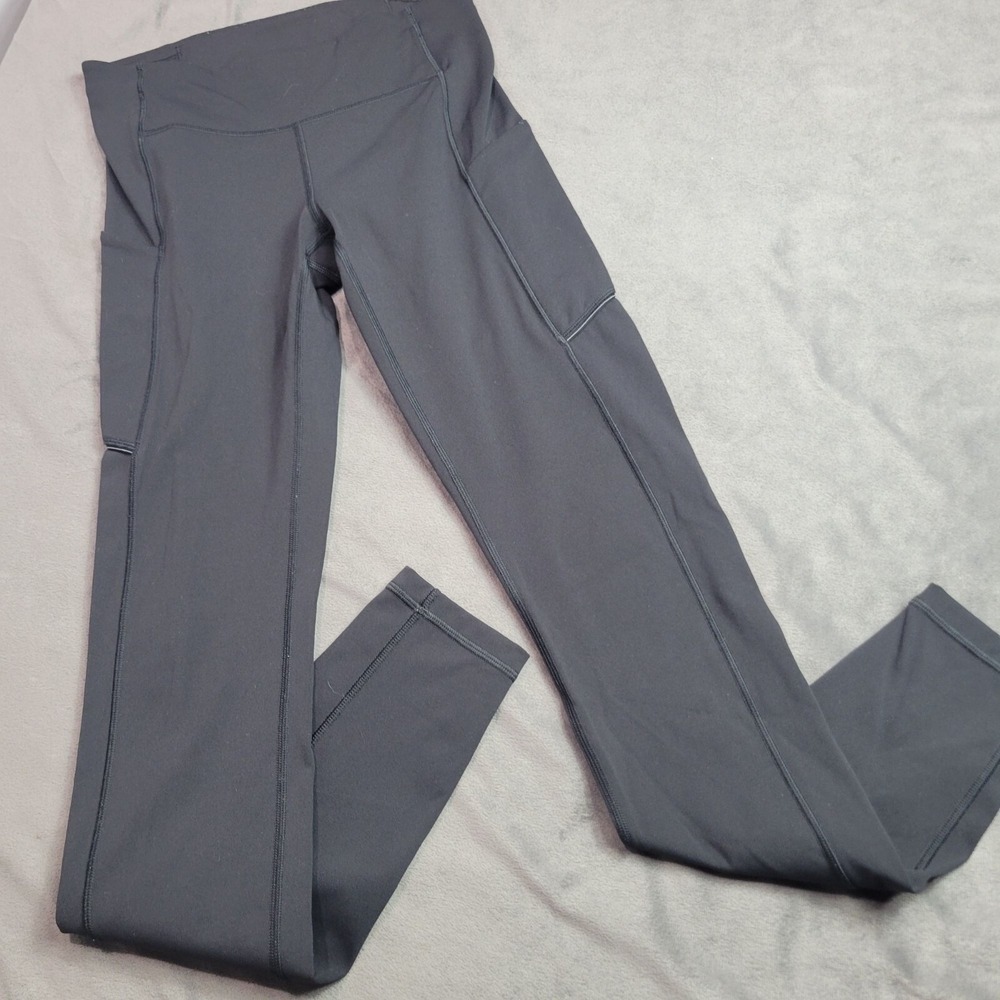Lululemon High-Waisted Black Legging Side Pockets Womens